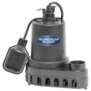 92570 Superior Pumps Submersible Sump Pump .50 Horse Power Tether Float Thermoplastic Submersible Sump Pump
