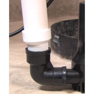 The discharge piping must be built for the battery backup sump pump. 