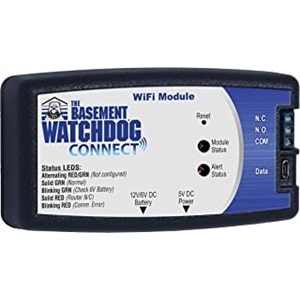 Pictured is the Basement Watchdog BW-WiFi Connect Module allowing removote monitoring of Watchdog battery backup sump pumps.