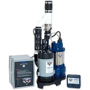 Pictured is the Glentronics PS-C33 Combo Sump Pump with Primry pump S3033 and PHCC-2400 battery backup sump pump