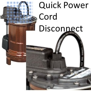 Pictured is the Liberty Pumps Quick Coonect Power Cord. Allmodels have the Quick Power Cord disconnecdt feature.  