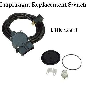 Pictured is the diaphragm replacemet sump pump switch for Little Giant one-third horse power sump pumps that use a diaphragm switch.