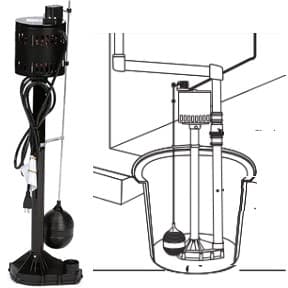 The Star Water Systems 3CEH pedestal sump pump installation pictured here is easy. Just place the pump in the basin, connect the discharge pipe and plug the pump into the wall socket.  