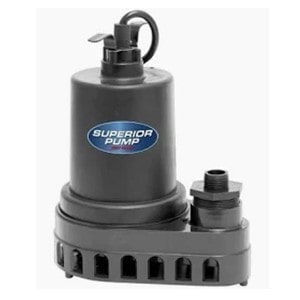 Pictured is Superior Pump 91570:  Utility Pump. It is 1/4 HP with 2,220 GPH flow rate at 0 feet.