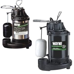 Pictured are two of Wayne Automatic submersible sump pumps Model CDU800 and Model CDU980E.   