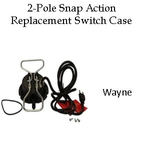 Pictured are the replacemet sump pump switch cases for Wayne three-fourths horse power sump pumps.