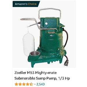 Zoeller M53 Sump Pump Reveiw Ratings   4.7 out of 5 Highy ranked