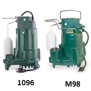 Pictured is the Zoeller 1096 and M98 submersible sump pump models