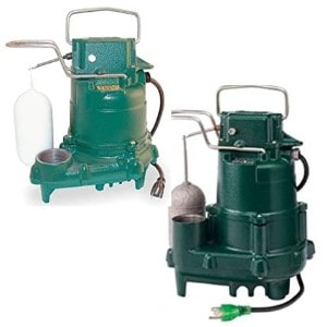 Pictured are two of zoellers Automatic submersible sump pumps Model M53 and Model M63   