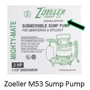 Pictured is an example of the Zoeller M53 packaging. Look for the location  Louiville, Kentucky. 