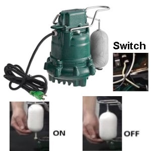 Pictured is the Zoeller Premium Series M63 with an enhanced 2 Pole snap action Float switch showing how it works. 