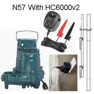 Pictured is the Zoeller Profession Series Model all Cast Iron N57 manual sump pump automated by installing the HC6000 electronic switch with a 5 year warranty.    