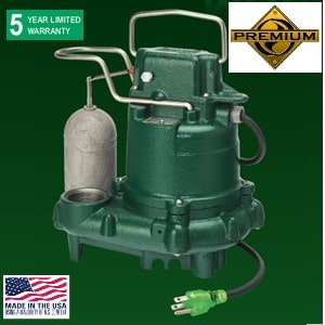 Pictured is the Zoeller Premiunm Series Model M63 with an enhanced switch tested to 3 million pumping cycles and a 5 year warranty.    