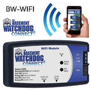 Pictured is the Basement Watchdog BW-WIFI module for sump pump failure notification. 