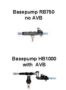 Pictured is Basepump RB750 with no AVB and HB1000 with AVB