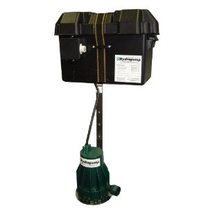 Pictured is the Hydropump Model DH1800 battery backup sump pump with its junction box.