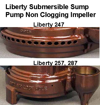 Liberty Submersible Sump Pumps have non clogging impeller