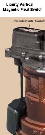 Liberty Pump uses a magnietic float switch on many of its models. Here is what it looks like. A magnetic flaot switch is different from a tether float switch which does not last as long.