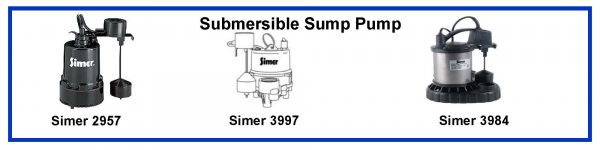 Simer Submersible Sump Pumps