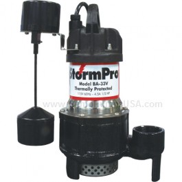 Pictured is the StormPro BA-33V 1/3 HP Submersible Sump Pump.