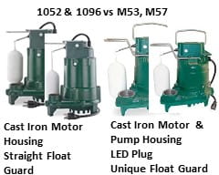 Zoeller Sump Pump Review Comparions of Zoeller 1052-001 & 1096 vs M53, M57 & M98 At PumpsSelection.com